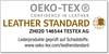 Certyfikat 'OEKO-TEX LEATHER STANDARD' z numerem kontrolnym ZH020 146544 wydany przez TESTEX AG. Przebadany pod kątem substancji szkodliwych. Strona internetowa: www.oeko-tex.com/leatherstandard.
