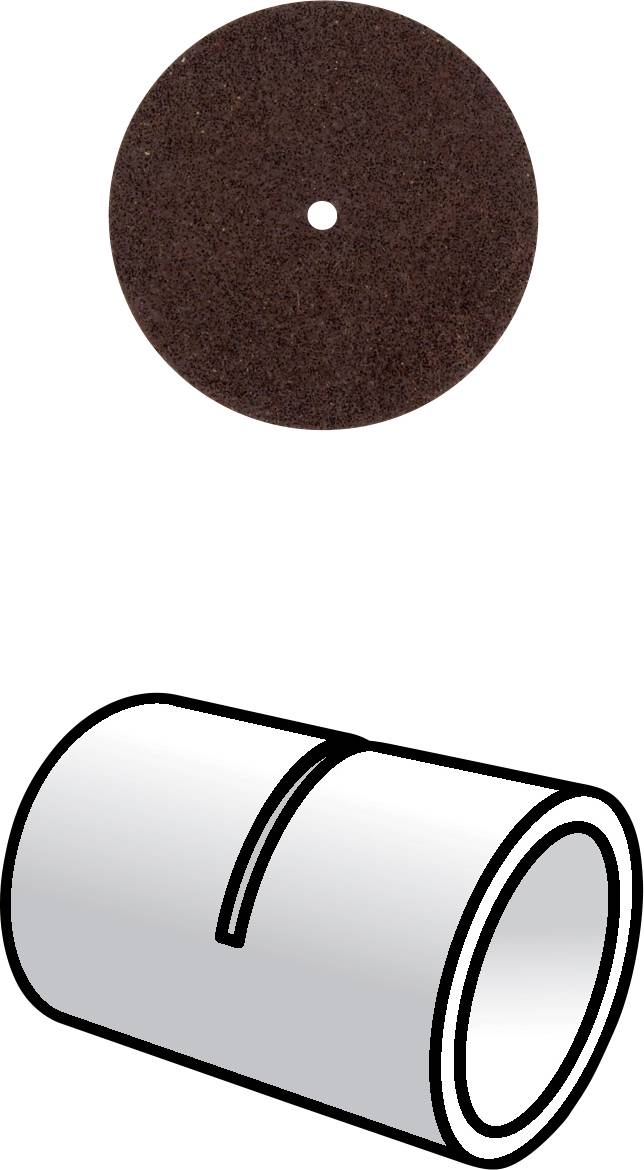 'Grafika szlifowanej tarcz nad cylindryczną metalową tuleja. Tarcza szlifierska posiada centralne otworu.'