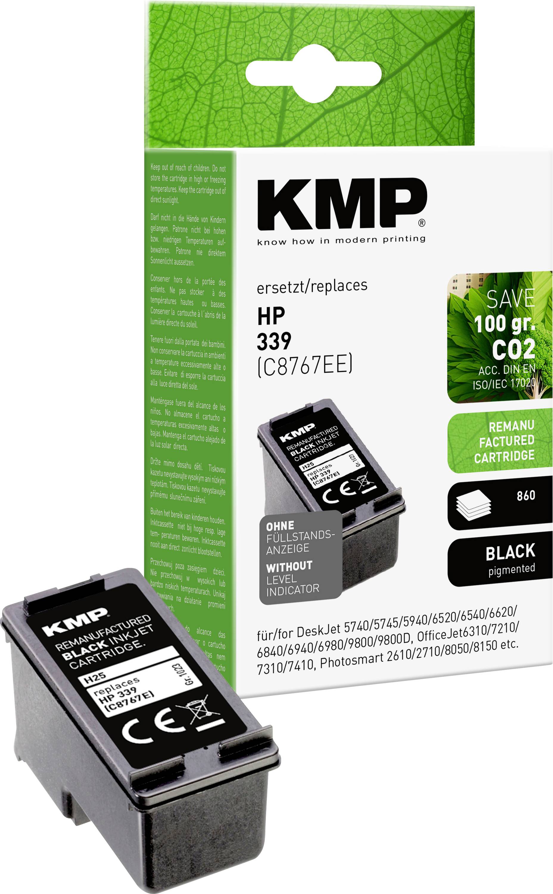 Чорнило KMP H25 = HP C8767EE (339), 21 мл, змінне, чорне