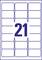 "21" w niebieskim kolorze na białym tle, otoczona prostokątną siatką wzoru.