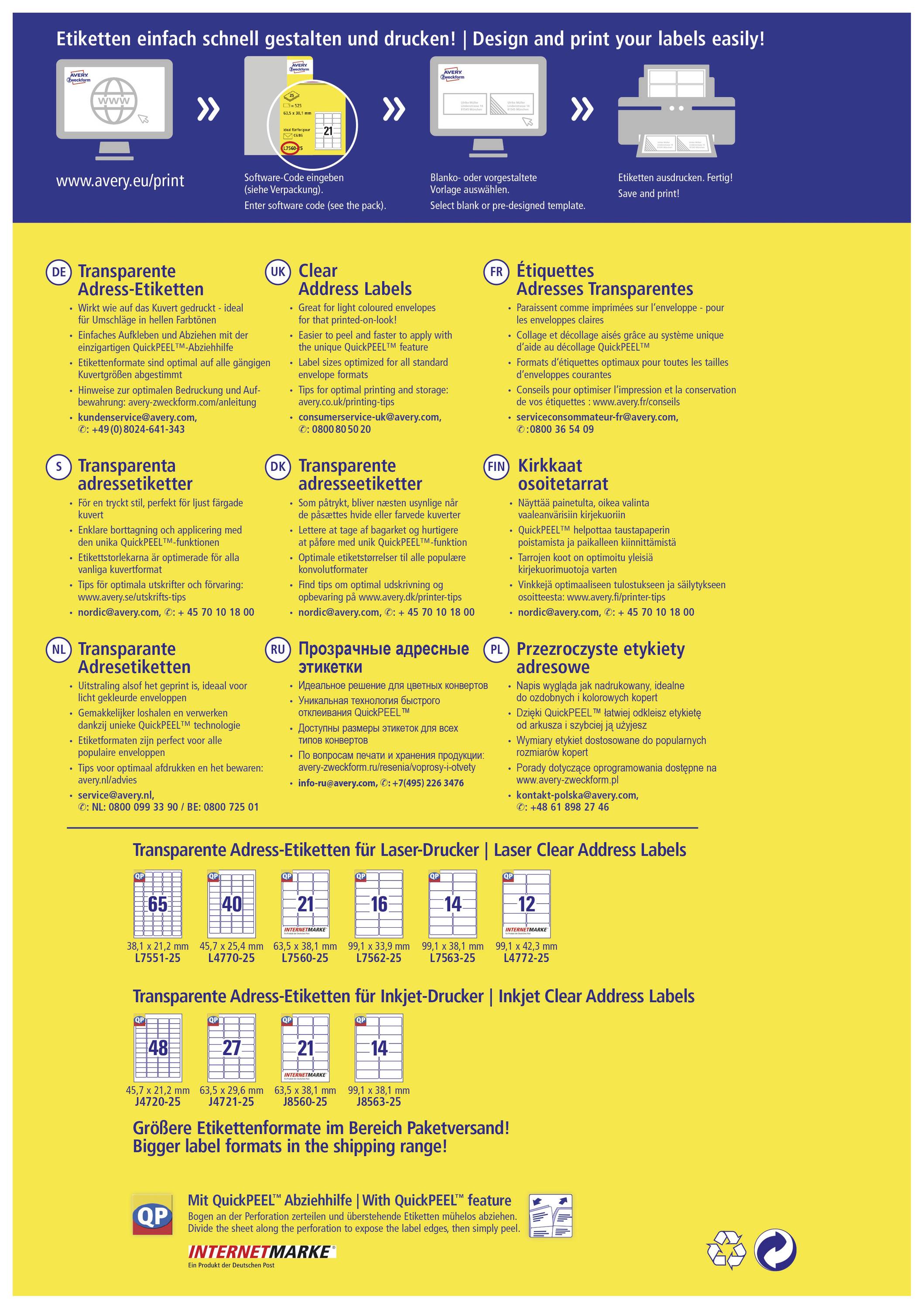 Instrukcja tworzenia i drukowania etykiet adresowych na różnych typach drukarek. Przedstawia kolejne kroki oraz zalety stosowania etykiet.