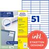 Avery-Zweckform 3420 Etykieta uniwersalna 70 x 16.9 mm Papier biały 5100 szt. Trwały Drukarka atramentowa, Drukarka Laserowa, Drukarka Laserowa, kolorowa, Kopiarka, Drukarka z funkcją kopiowania w kolorze, Drukarka etykiet