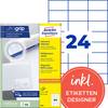 Avery-Zweckform 3474 Etykieta uniwersalna 70 x 37 mm Papier biały 2400 szt. Trwały Drukarka atramentowa, Drukarka Laserowa, Drukarka Laserowa, kolorowa, Kopiarka, Drukarka z funkcją kopiowania w kolorze, Drukarka etykiet