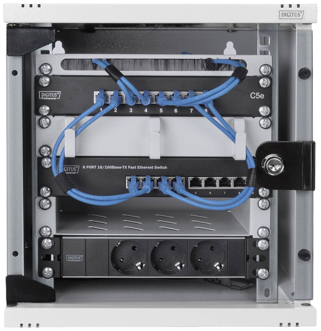 Настінна стійкова шафа Digitus DN-10-05U-1 10'' 6 U сіро-білий (RAL 7035)