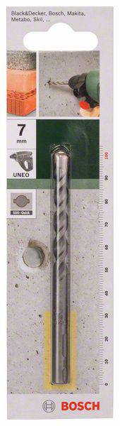 Nasadka wiertnicza Bosch w oryginalnym opakowaniu, 7 mm. Opakowanie przedstawia przykłady zastosowań w betonie i murze.