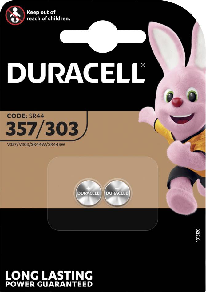 357 Батарейки Duracell 357/303 ґудзикоподібні 1,5 В 2 шт. 170 мАг оксидосрібні