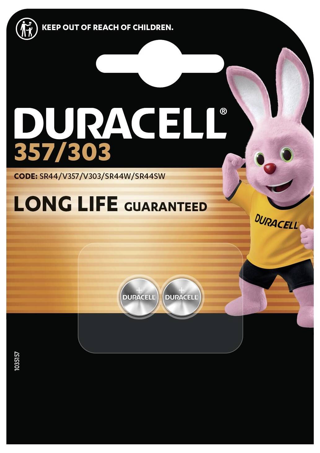 357 Батарейки Duracell 357/303 ґудзикоподібні 1,5 В 2 шт. 170 мАг оксидосрібні