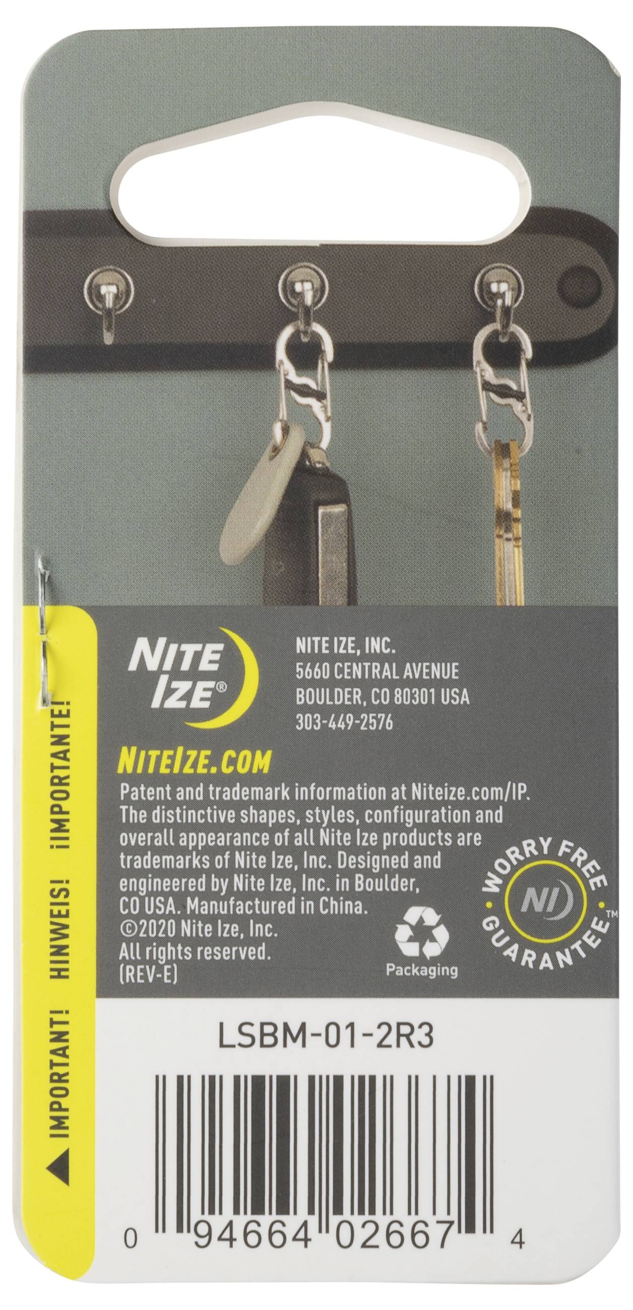 Подвійний карабін S-Biner MicroLock, чорний, 2 шт. NITE Ize NI-LSBM-01-2R3
