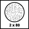 Koło wypełnione wieloma małymi punktami, pod spodem napis '2 x 80'.