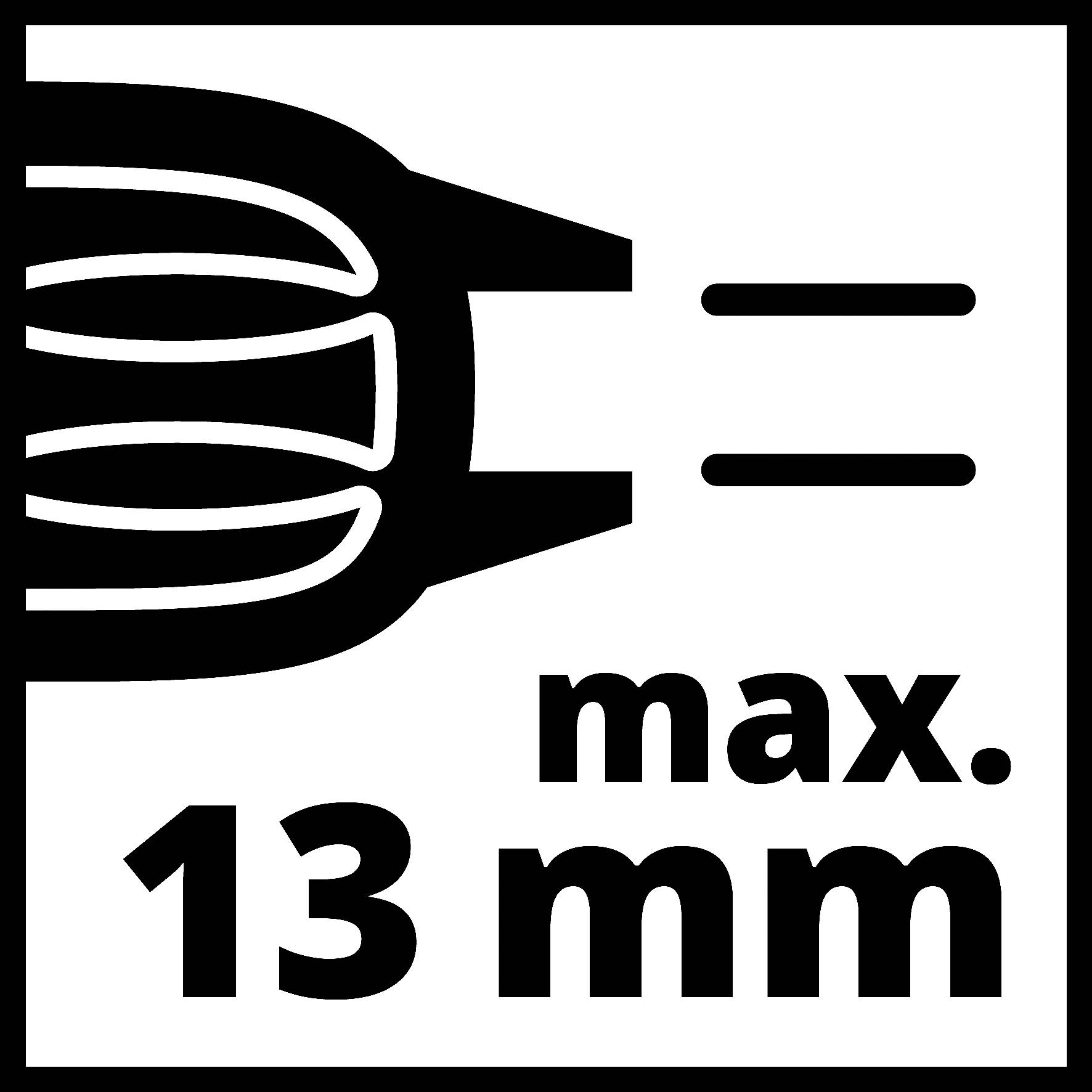 Symbol urządzenia zszywającego z napisem 'max. 13 mm', wskazujący maksymalną pojemność zszycia.