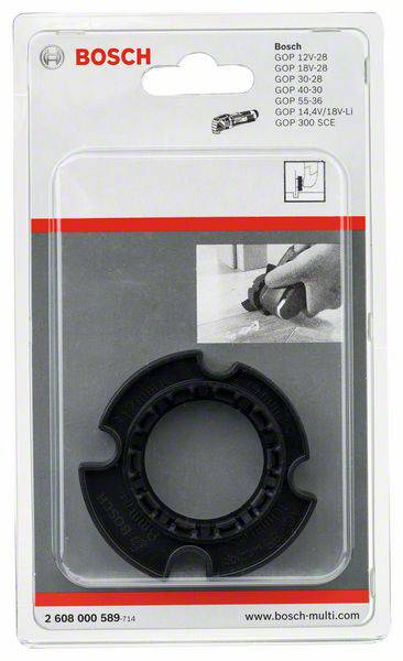 Opakowanie części zamiennej Bosch, odpowiedniej do różnych modeli GOP. Produkt jest częścią zamienną do elektronarzędzi.