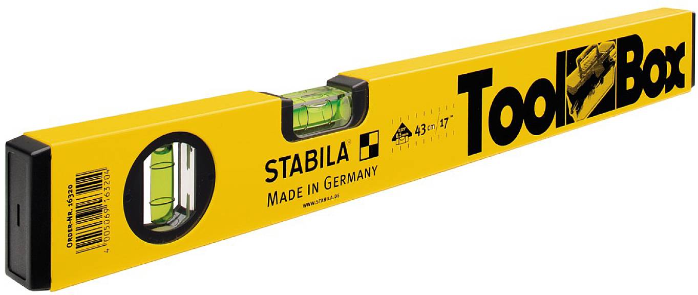 Рівень Stabila Toolbox 16320, Довжина: 43 см, Точність нівелювання: 0,5 мм/м