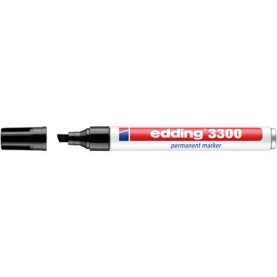 Biały i czerwony marker permanentny Edding 3300 z usuniętą czarną nasadką, pokazujący końcówkę markera.