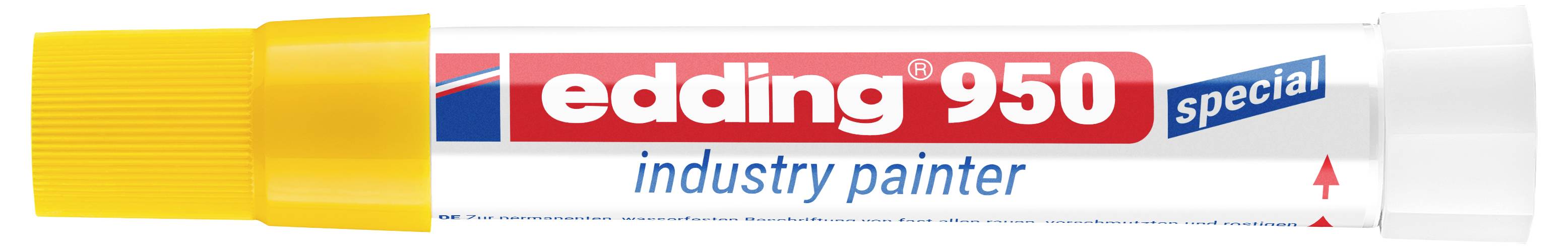 Żółty marker edding 950 Special Industry Painter, oznaczony napisami 'edding 950' i 'industry painter'.