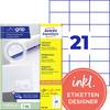 Avery-Zweckform 3652-200 Etykieta uniwersalna 70 x 42.3 mm Papier biały 4620 szt. Trwały Drukarka atramentowa, Drukarka Laserowa, Drukarka Laserowa, kolorowa, Kopiarka, Drukarka z funkcją kopiowania w kolorze, Drukarka etykiet