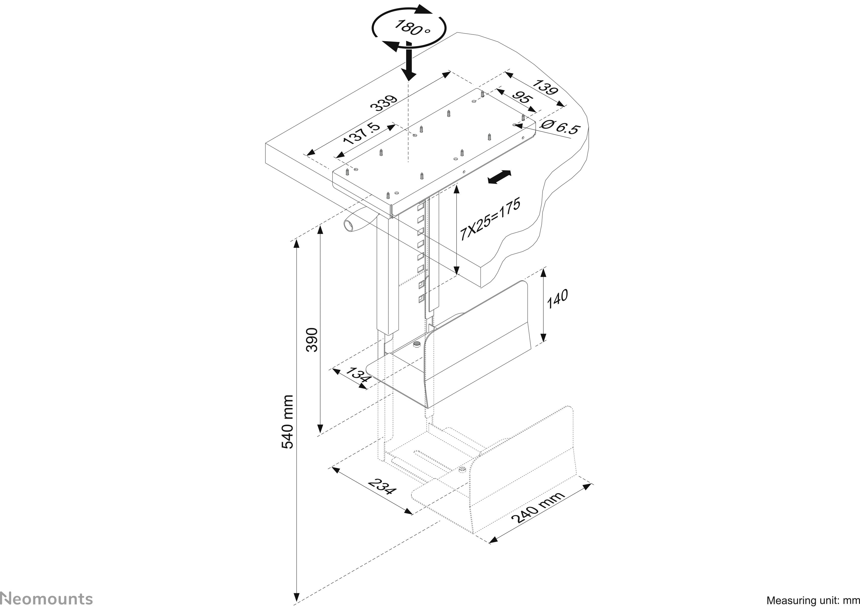 Підвісний тримач для комп'ютера Neomounts CPU-D250BLACK, чорний