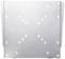 Srebrna metalowa płyta z wieloma symetrycznie rozmieszczonymi otworami. Wydaje się być przeznaczona do montażu lub mocowania.