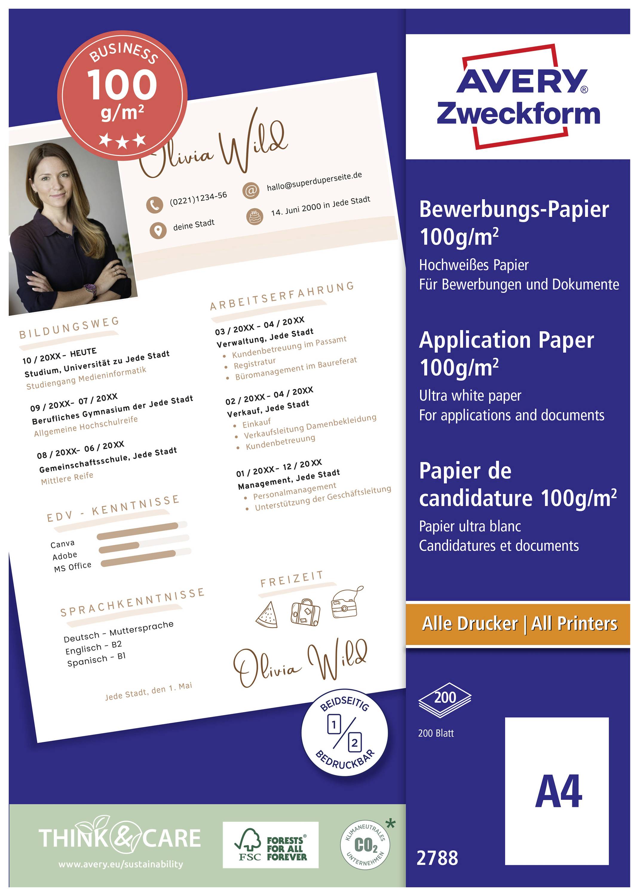 Рекламний папір Avery-Zweckform Papier 2788, 200 аркушів