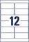 Prostokątna etykieta z cyfrą '12' pośrodku, otoczona pustymi, równomiernie rozmieszczonymi prostokątami.