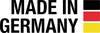 Napis 'MADE IN GERMANY' z umieszczoną obok flagą niemiecką w poziomych pasach.