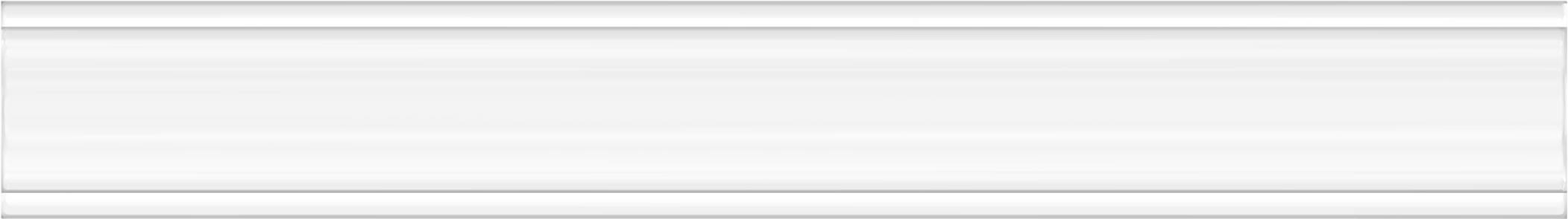 Biała, prostokątna płytka z prostym, poziomym wzorem paskowym.