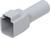 Prostokątny adapter przewodu w jasnoszarym kolorze, o zaokrąglonym końcu, przeznaczony do łączenia dwóch odcinków przewodu w instalacjach elektrycznych.