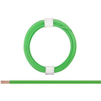 Zielona, zwinięta elektrolinia z miedzianym końcem, rozłożona obok rolki.