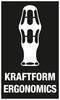 Czarno-białe logo z ergonomicznym symbolem uchwytu powyżej oraz tekstem 'Kraftform Ergonomics' poniżej.