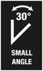 '30° Mały Kąt' na czarnym tle, przedstawia małe symbol kąta z strzałkami wskazującymi 30 stopni.