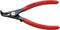Szczypce do ściągania izolacji z czerwonymi uchwytami, marka Knipex. Odpowiednie do zdejmowania izolacji z przewodów o średnicy od 10 do 25 mm.