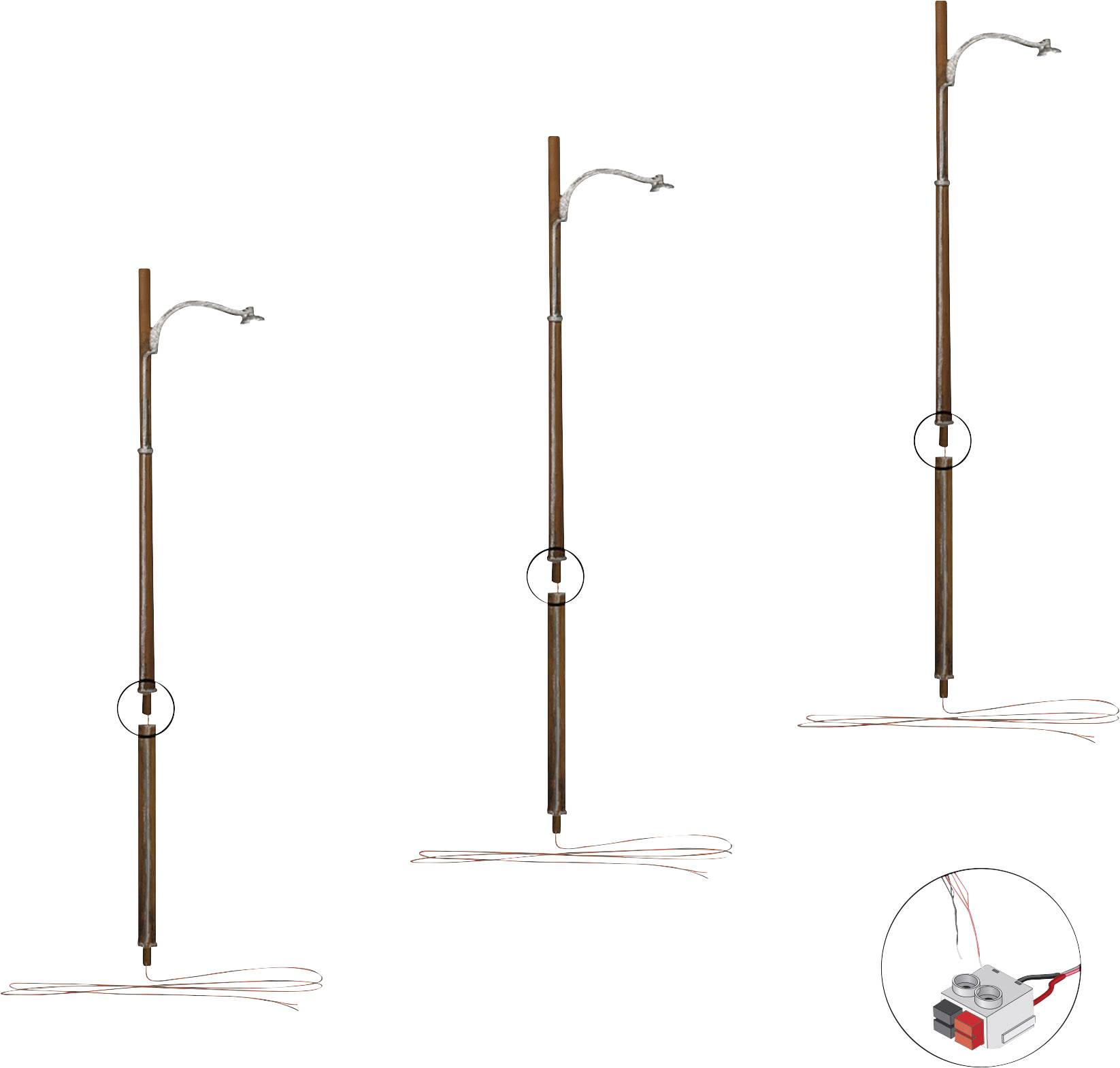 Вуличний ліхтар Woodland Scenics H0, одинарний дерев'яний, WJP5630, 3 шт.