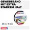 Taśma pakowa z napisem 'Taśma tekstylna o wyjątkowo mocnym klejeniu'. Wymiary: 25 m x 19 mm, kolor: czarny.