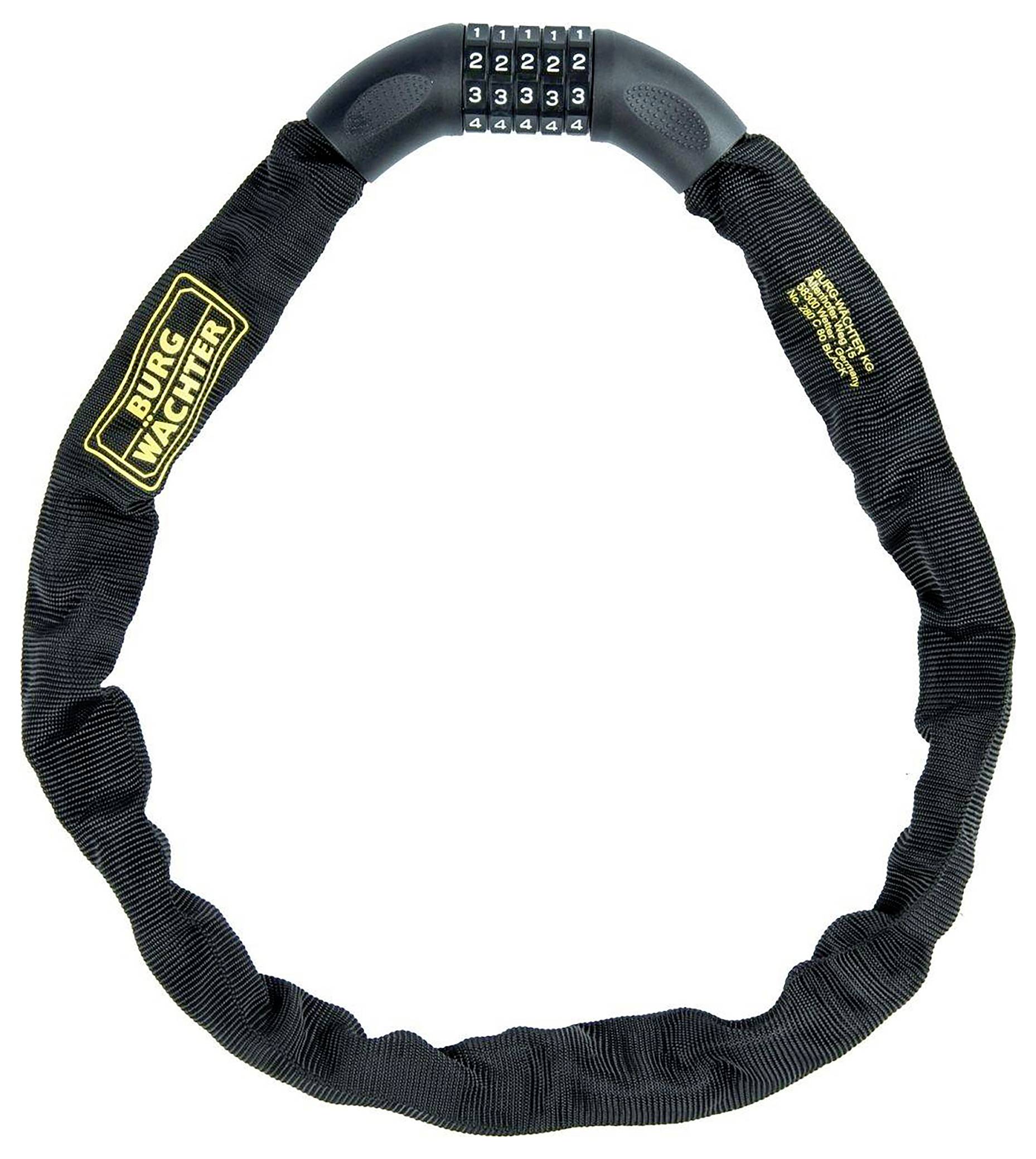 Велосипедний ланцюговий замок Burg Wächter, 280 C 90 BLACK, чорний, кодовий замок