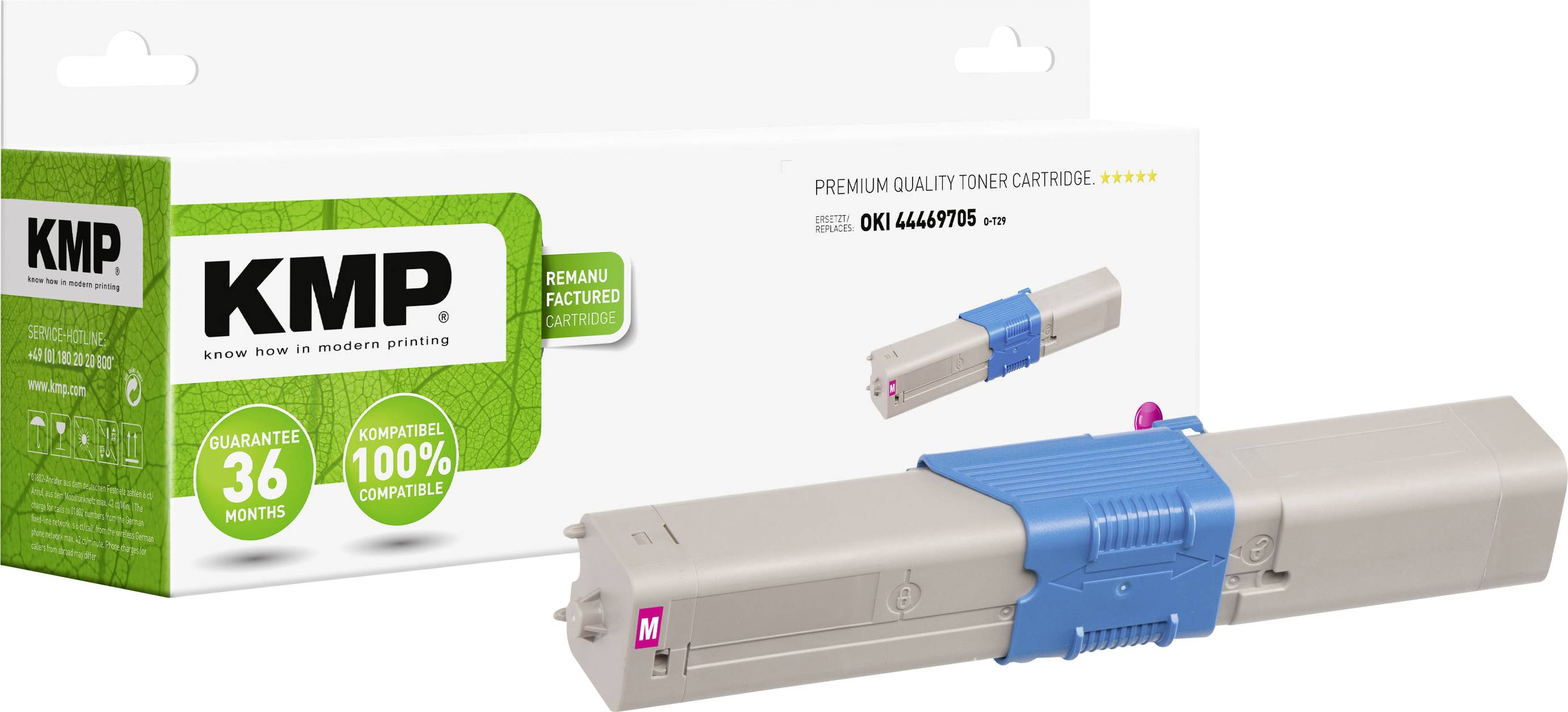 Запасний тонер KMP OKI 44469705, пурпуровий, 2000 сторінок, O-T29 1333.0006