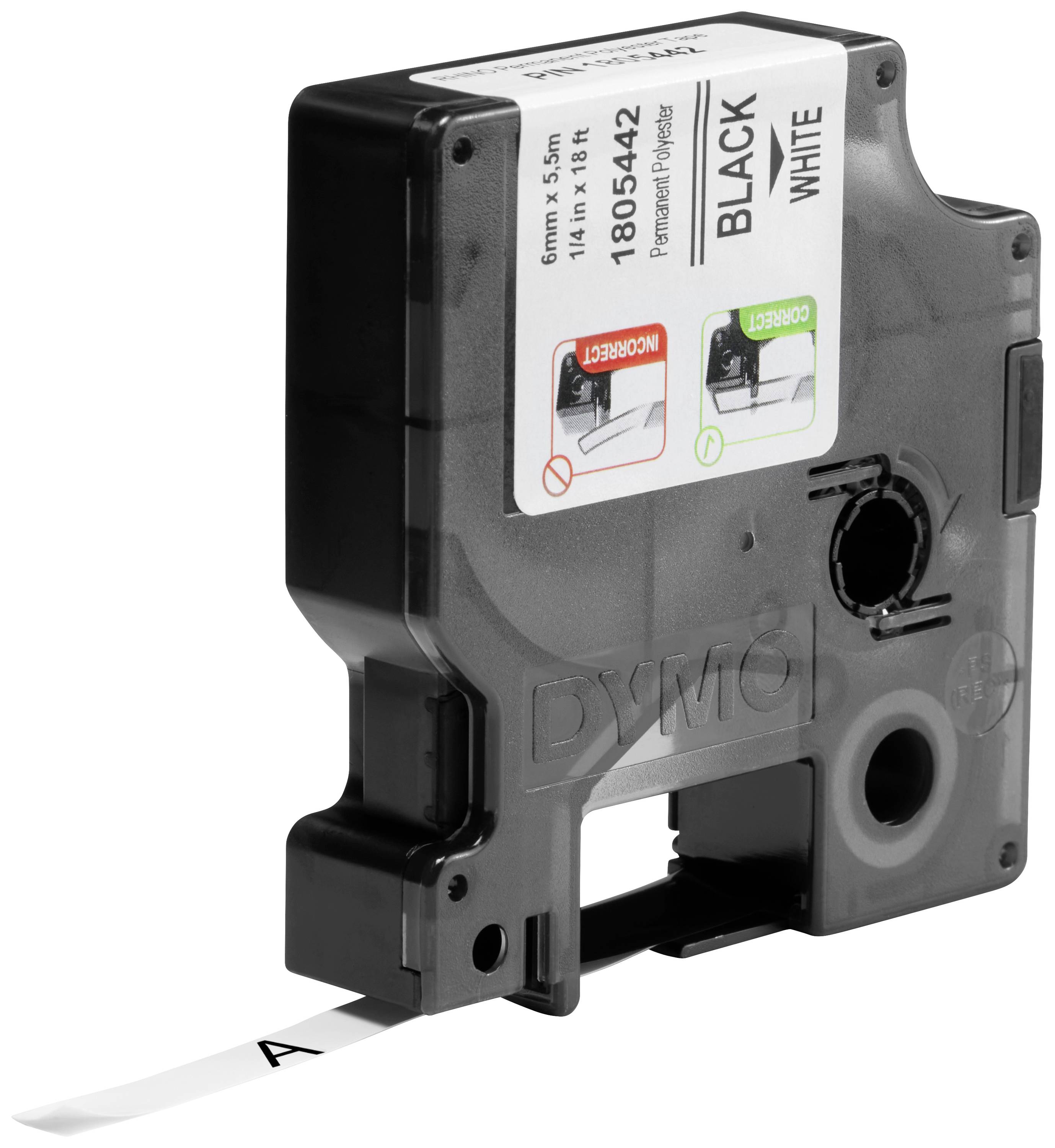 Стрічка для друку DYMO 1805442, 6 мм x 5,5 м, Колір стрічки: біла / Колір друку: чорний DYMO 1805442, 6 мм x 5,5 м, Колір стрічки: