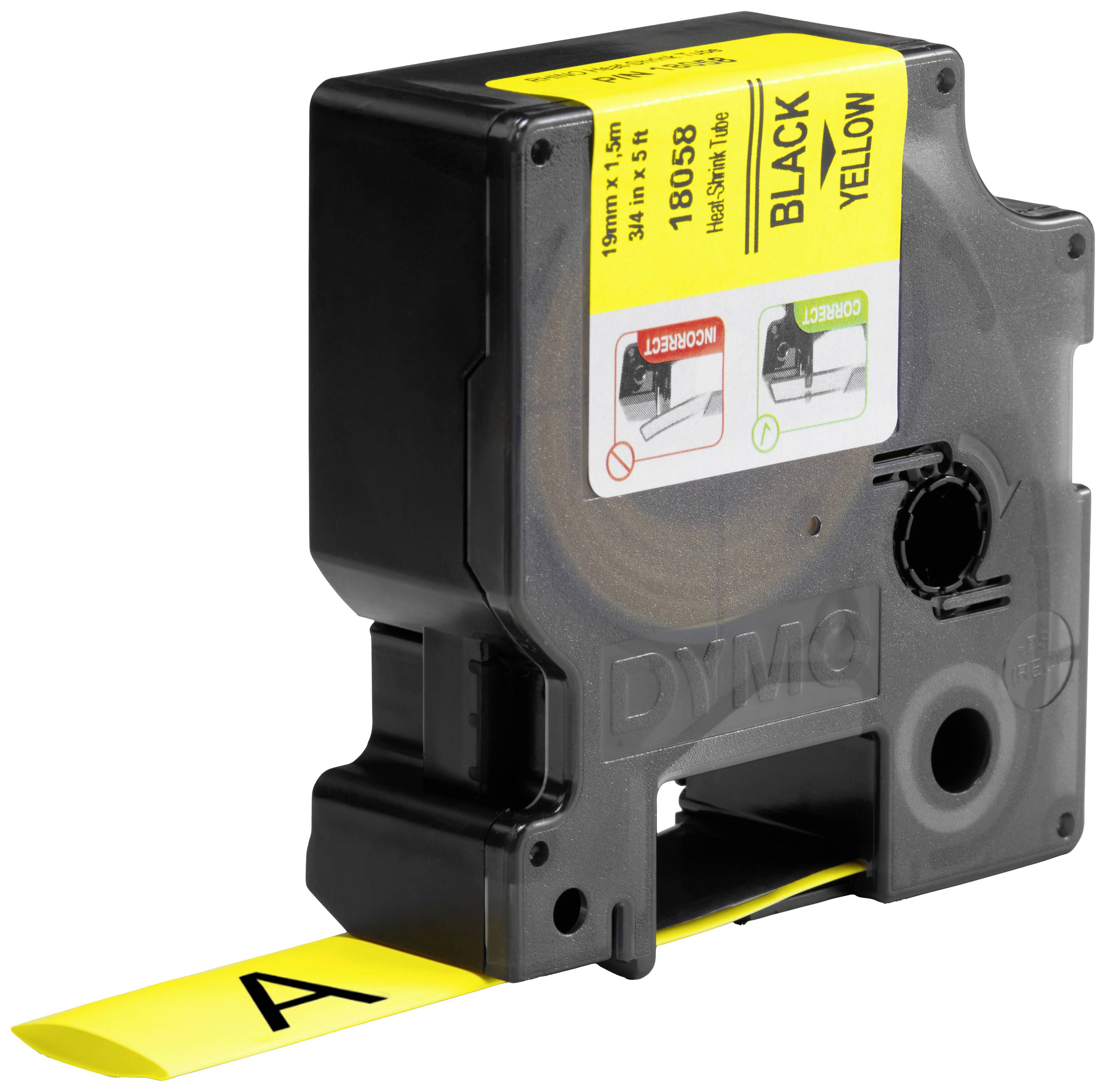 Стрічка для етикеток DYMO S0718340, 19 мм x 1,5 м, колір стрічки: жовтий / колір друку: чорний Стрічка для етикеток DYMO S0718340,