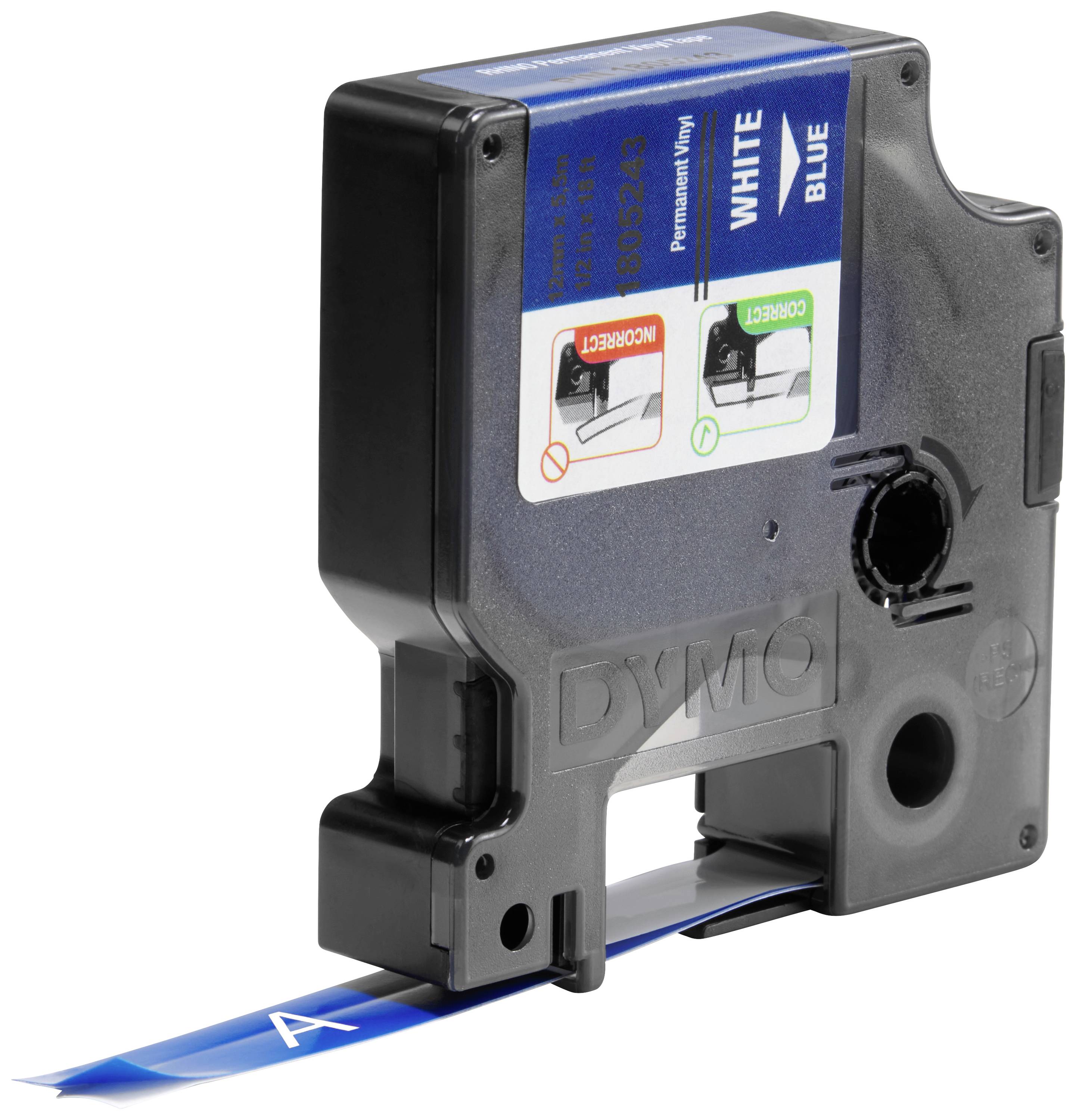 DYMO IND RHINO 1805243 стрічка для друку вінілова Колір стрічки: синій Колір друку: білий 12 мм 5,5 м