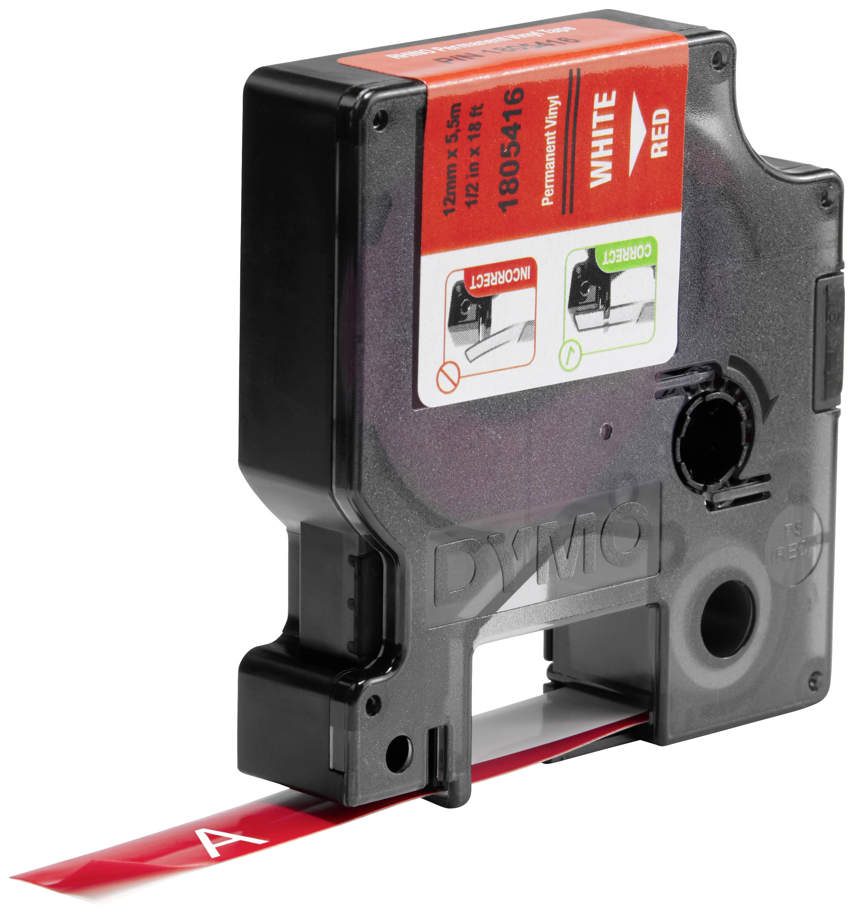 Стрічка для друку DYMO 1805416, 12 мм х 5,5 м, Колір стрічки: червоний / Колір друку: білий DYMO 1805416, 12 мм х 5,5 м, Колір стр