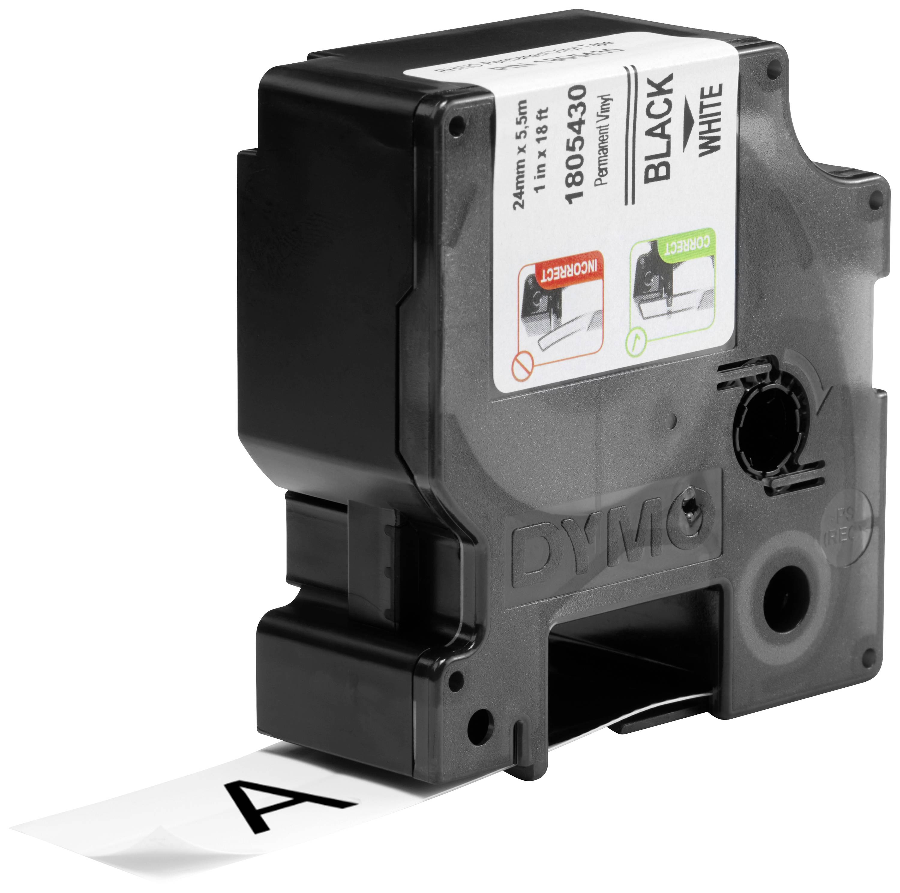 Стрічка для етикеток DYMO 1805430, 24 мм x 5,5 м, колір стрічки: білий / колір друку: чорний