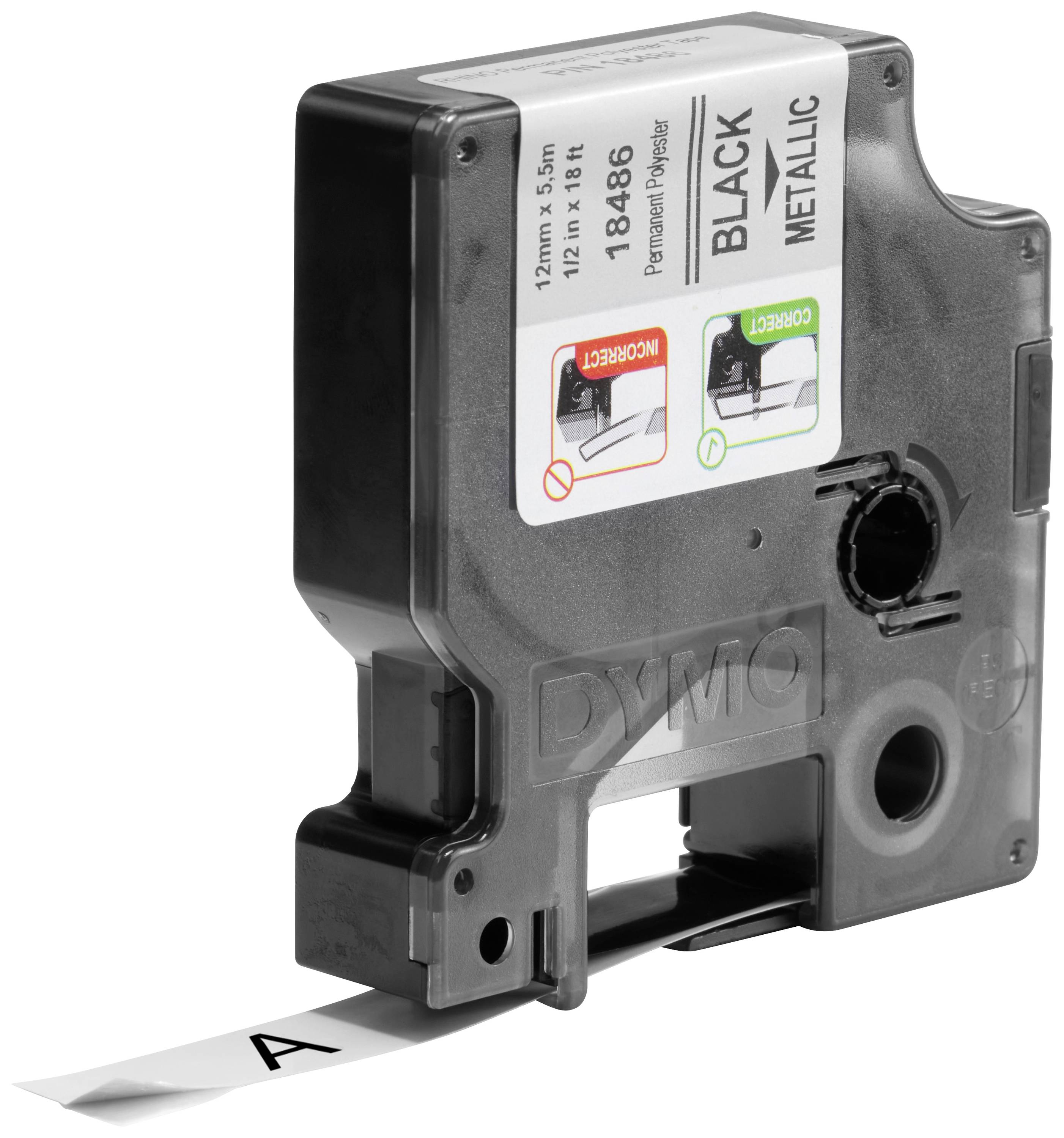 Стрічка для друку DYMO IND RHINO S0718180 з поліестеру Колір стрічки: металік Колір друку: чорний 12 мм 5,5 м