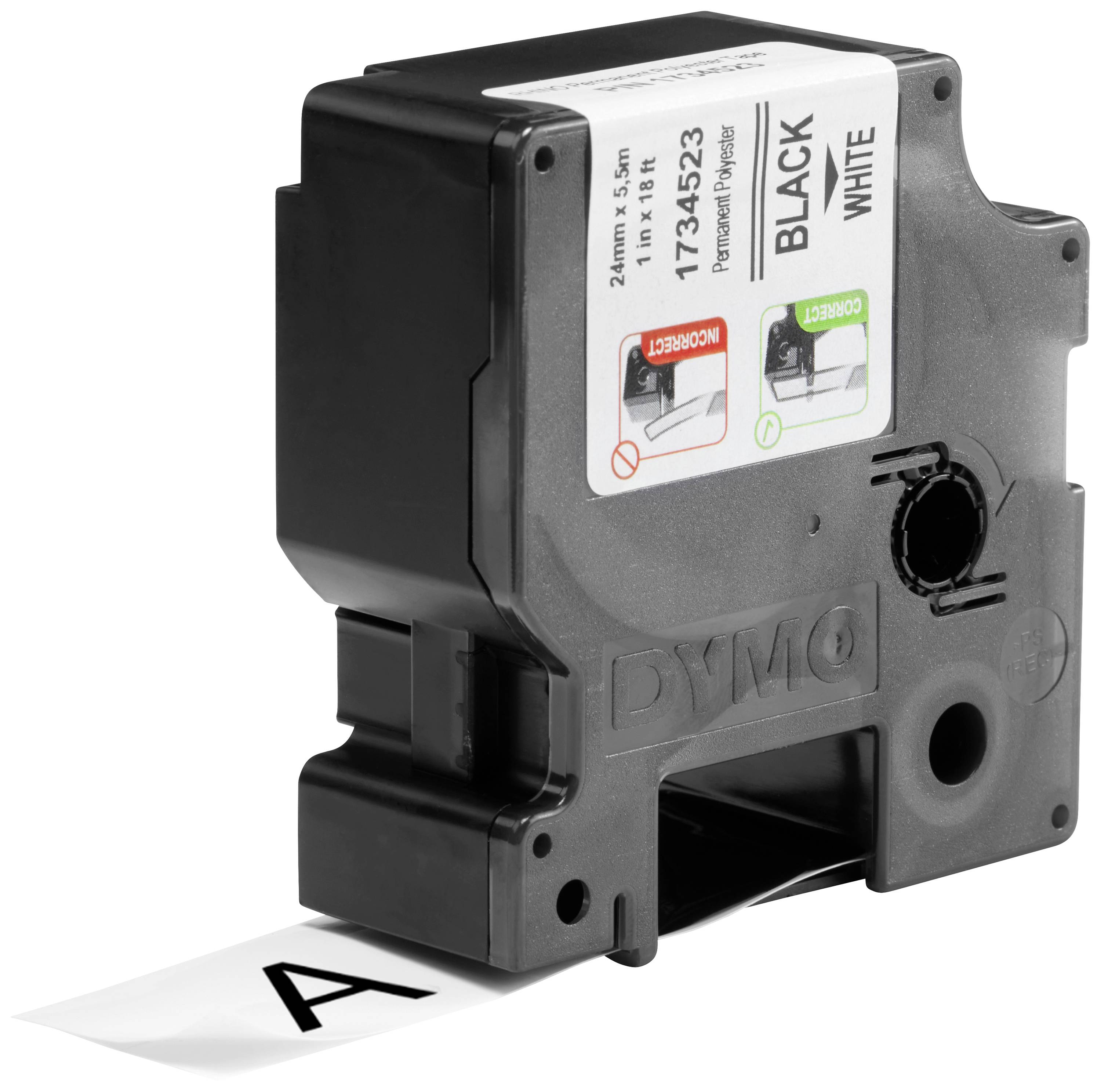 Стрічка для друку DYMO 1734523, 24 мм x 5,5 м, Колір стрічки: біла / Колір друку: чорний DYMO 1734523, 24 мм x 5,5 м, Колір стрічк