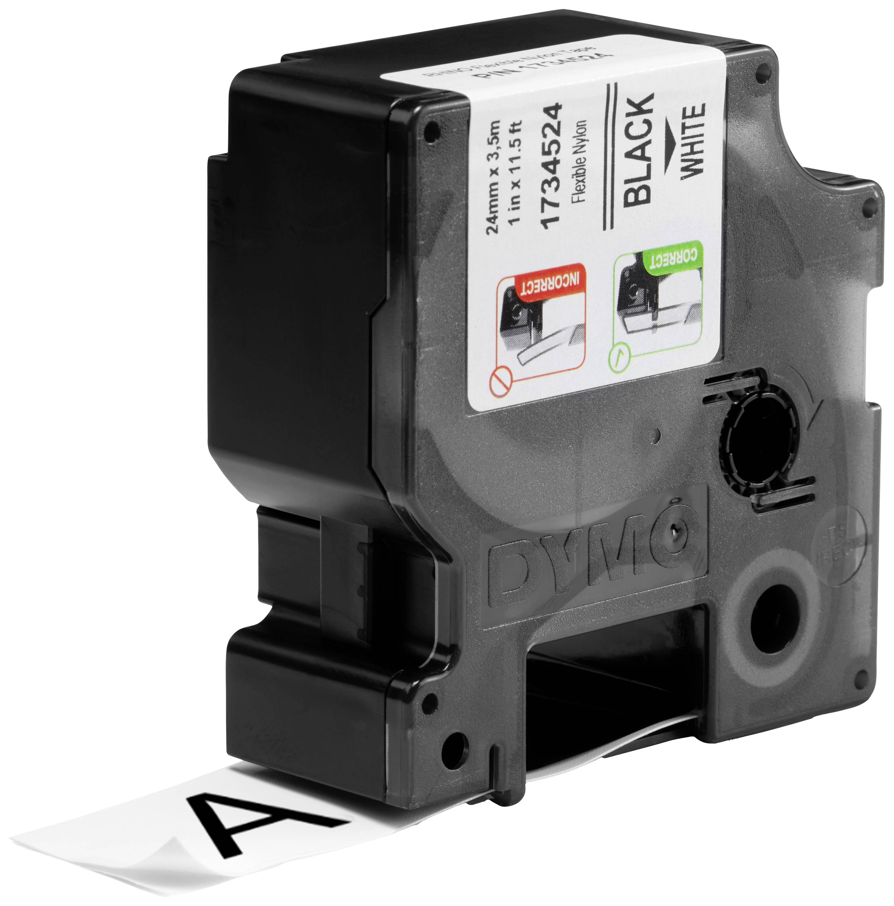 Стрічка для етикеток DYMO 1734524, 24 мм x 3,5 м, колір стрічки: білий / колір друку: чорний Стрічка для етикеток DYMO 1734524, 24