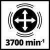 Symbol ze strzałkami we wszystkich kierunkach i falującymi liniami, pod spodem napis '3700 min⁻¹'. Symbolizuje wysoką częstotliwość drgań.