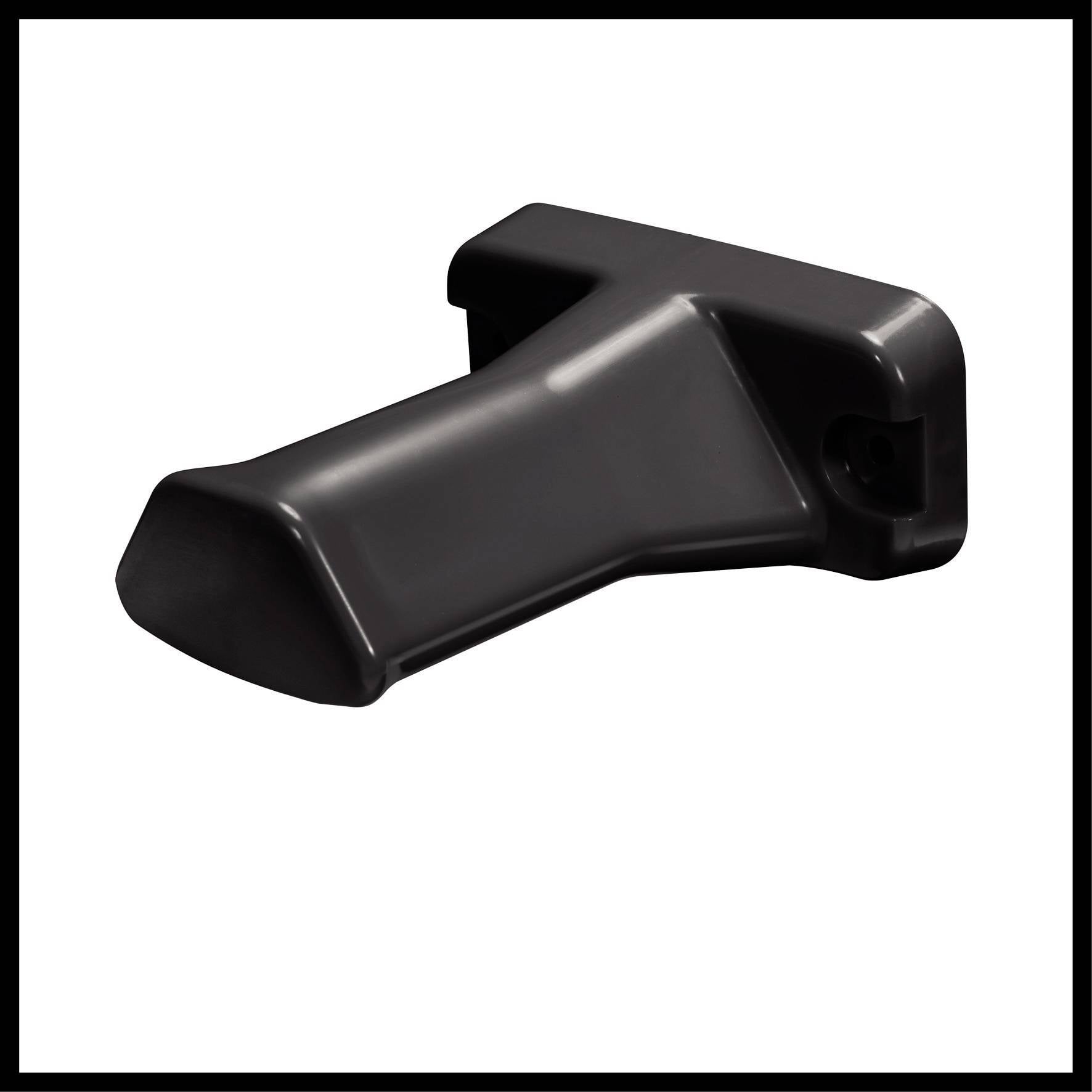 Czarny, ergonomiczny uchwyt z tworzywa sztucznego, prawdopodobnie do narzędzi lub urządzeń, na białym tle.
