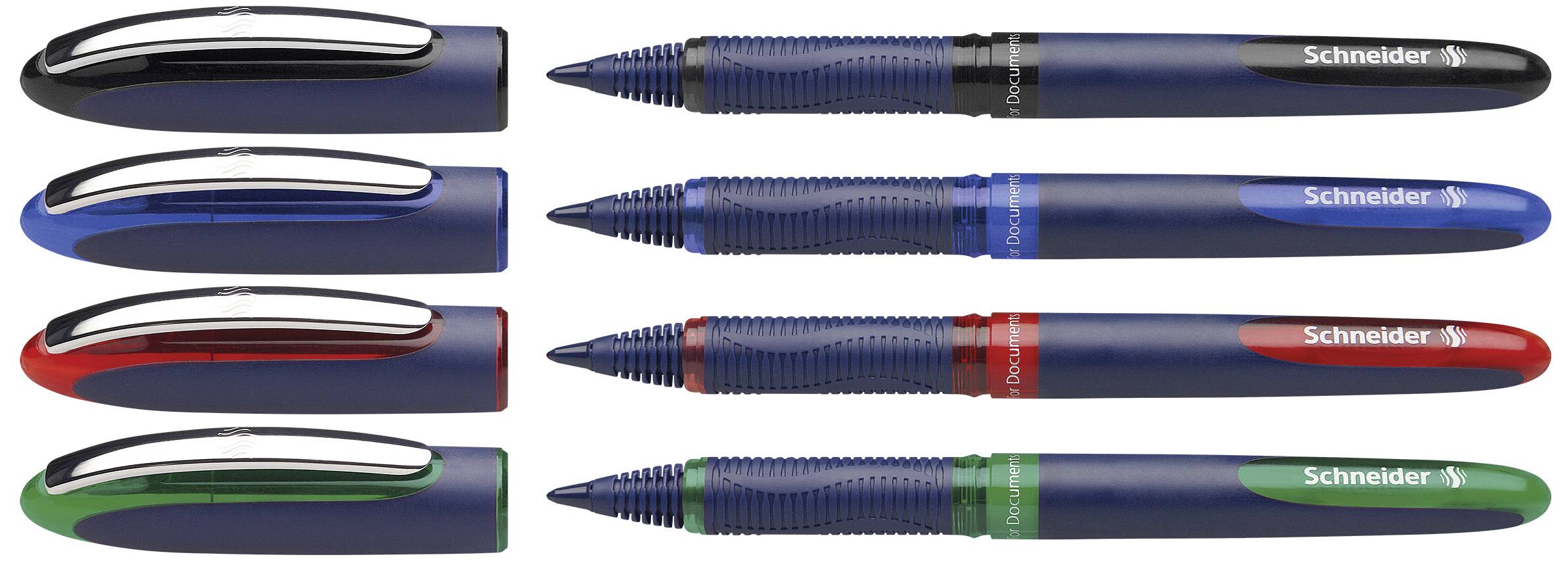 Ручка-роллер Schneider Schreibgeräte One Business 0,6 мм синя, зелена, червона, чорна 183094 4 шт.