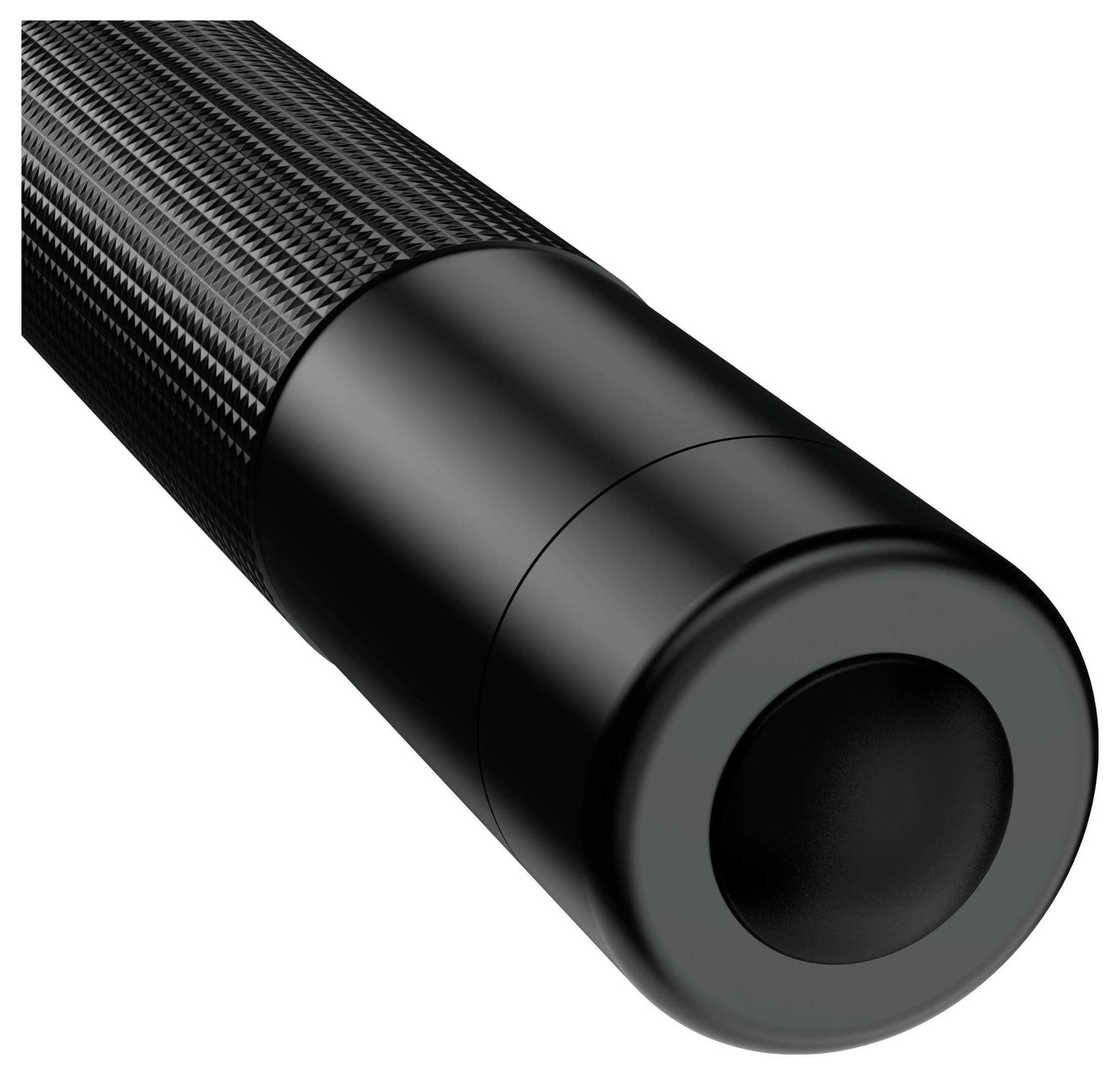 Zbliżenie czarnego, strukturalnego cylindra lub pręta, bez rozpoznawalnej funkcji lub charakterystycznych cech.