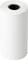 Biała rolka papieru stojąca pionowo, z widocznym czarnym walcem wewnątrz.