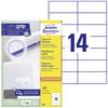 Avery-Zweckform 3653 Etykieta uniwersalna 105 x 42.3 mm Papier biały 1400 szt. Trwały Drukarka atramentowa, Drukarka Laserowa, Drukarka Laserowa, kolorowa, Kopiarka, Drukarka z funkcją kopiowania w kolorze, Drukarka etykiet