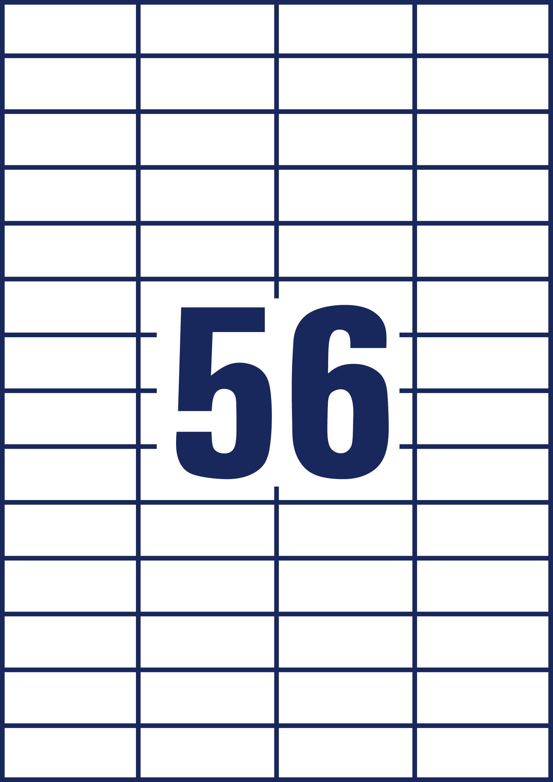 Liczba '56' jest przedstawiona na środku siatki z liniami pionowymi i poziomymi.