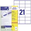 Avery-Zweckform 3481 Etykieta uniwersalna 70 x 41 mm Papier biały 2100 szt. Trwały Drukarka atramentowa, Drukarka Laserowa, Drukarka Laserowa, kolorowa, Kopiarka, Drukarka z funkcją kopiowania w kolorze, Drukarka etykiet